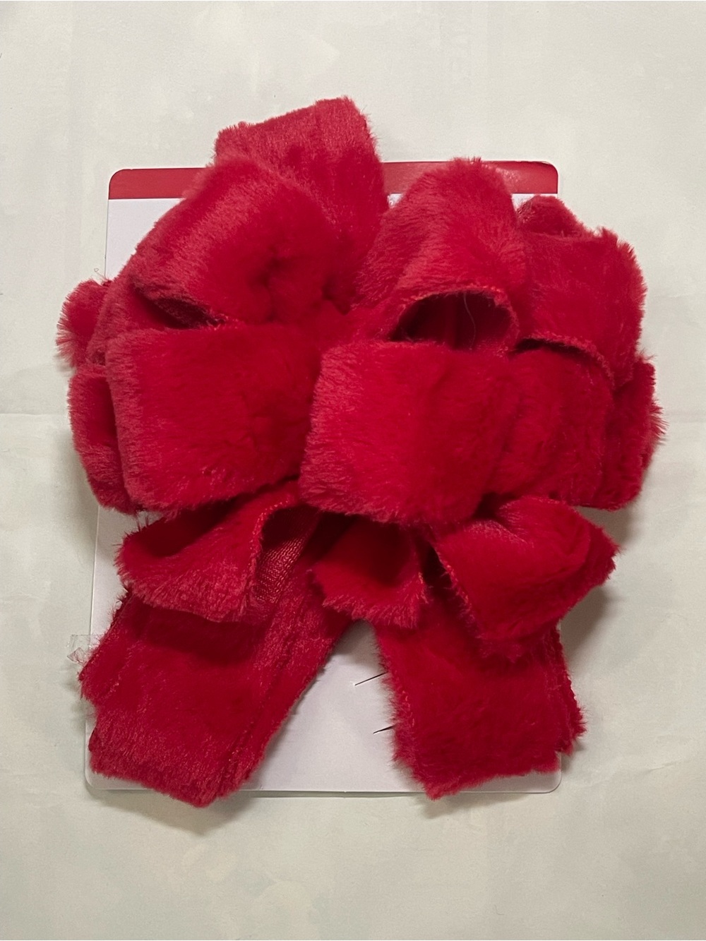 Red Faux Fur Christmas tree bow